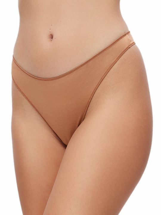 Modal Fimelle Women's String 2Pack Seamless Caramel