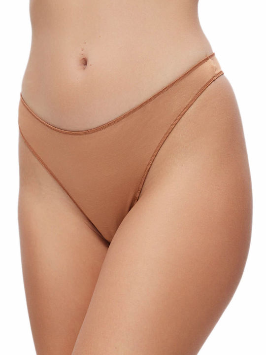 Modal Fimelle Women's String 2Pack Seamless Caramel