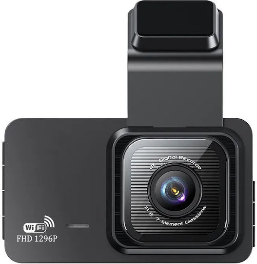 1296P Windshield Car DVR Set with Rear Camera, 3" Display