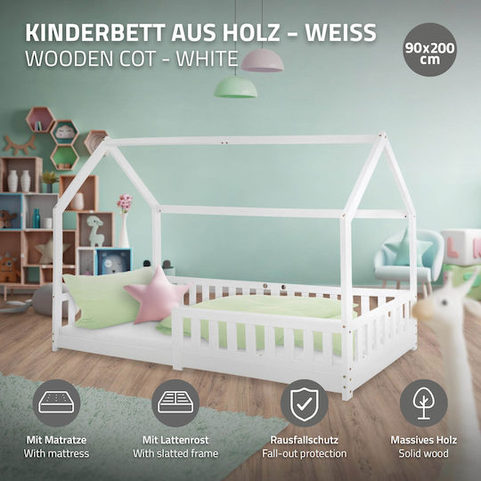 Kinderbett Montessori Einzelhöhe Matratze 16cm für Matratze 90x200cm