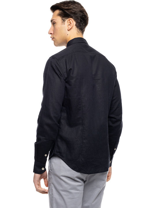 Long-sleeved Linen Shirt Black