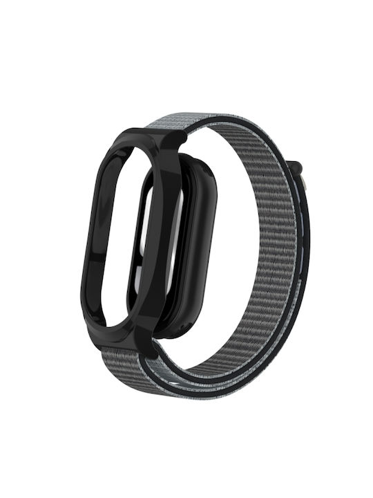 Carcasă Xiaomi Smart Band 8 9 PC + Curea Nylon Buclă Cârlig Fixare Brățară Ancoră Gri