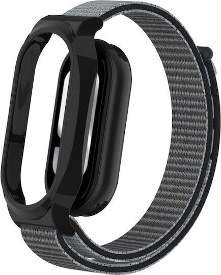 Xiaomi Smart Band 8 9 Θήκη Pc + Loop Nylon Hook Loop Fastener Band Watch Anchor Grey
