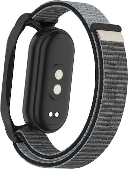 Xiaomi Smart Band 8 9 Θήκη Pc + Loop Nylon Hook Loop Fastener Band Watch Anchor Grey