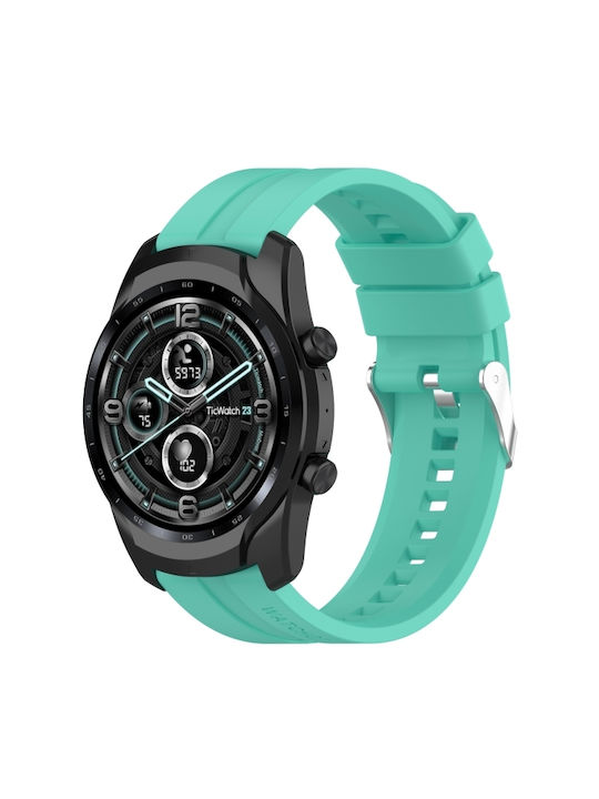 Ticwatch Pro 3 Silikon-Uhrenarmband Silberne Stahlschließe Aurora Blau