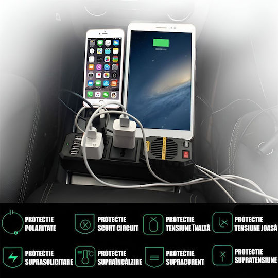 Linomag Invertor Auto pentru Convertirea 12V DC în 220V AC