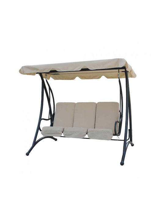 Κούνια με Βάση 3 Θέσεων Μεταλλική Μ201xΠ120xΥ172cm Μπεζ Κούνια με Βάση 3 Θέσεων Μεταλλική Μ201xΠ120xΥ172cm Μπεζ