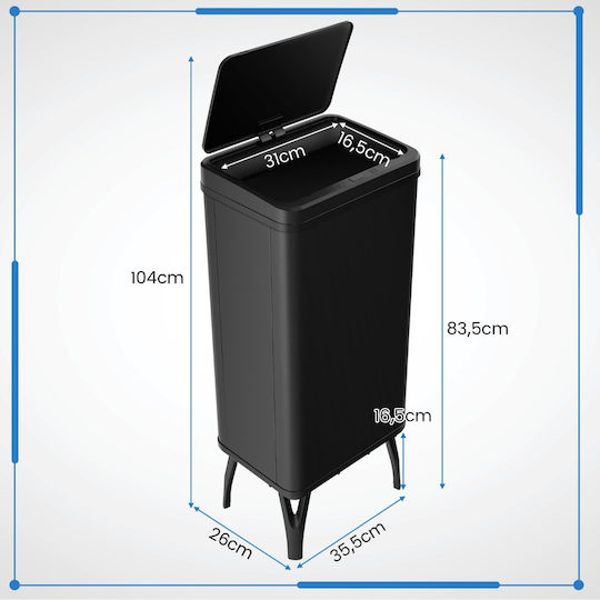 Costway Waste Bin Waste made of Stainless Steel with Photocell Black 50lt 1pcs Costway Waste Bin Waste made of Stainless Steel with Photocell Black 50lt 1pcs