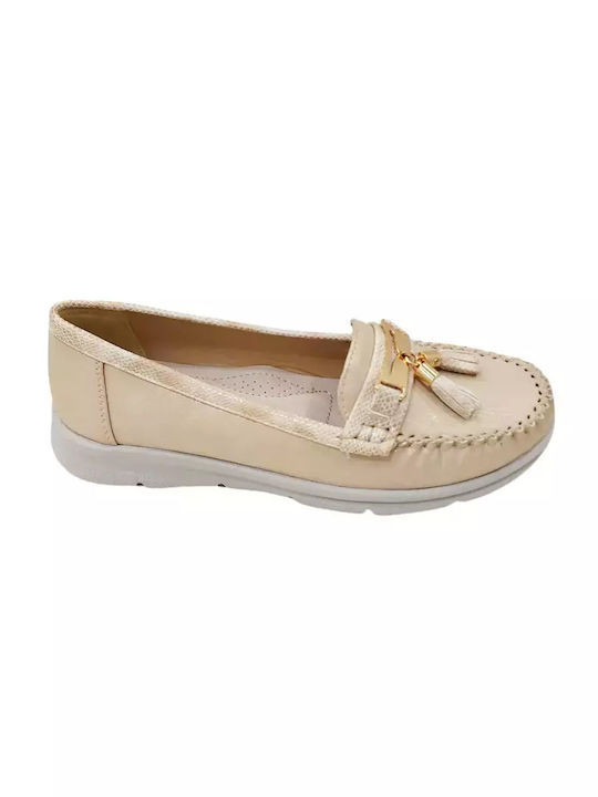 Women's Moccasins in Beige Color