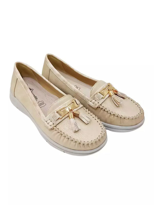 Women's Moccasins in Beige Color