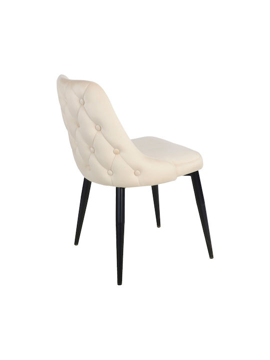 Zedna Dining Room Velvet Chair Beige Velvet 51x58x84cm
