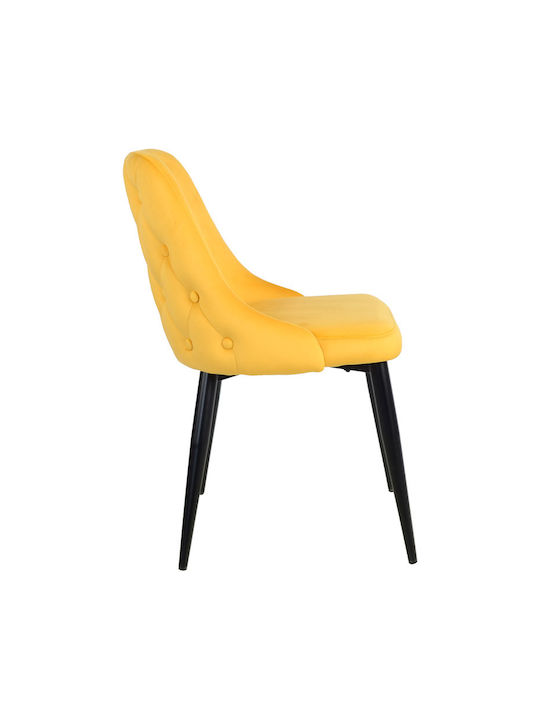 Zedna Dining Room Velvet Chair Yellow Velvet 51x58x84cm