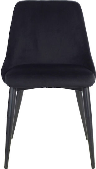 Zedna Dining Room Velvet Chair Black Velvet 51x58x84cm