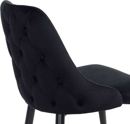 Zedna Dining Room Velvet Chair Black Velvet 51x58x84cm