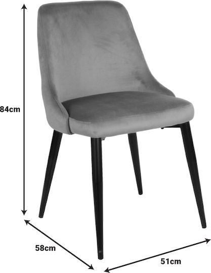 Zedna Dining Room Velvet Chair Black Velvet 51x58x84cm
