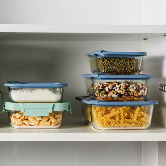 Estia Microwave Glass Lunch Box Colorseal Blue 370ml