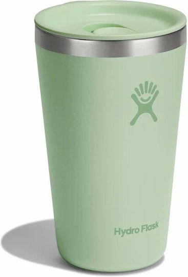 Hydro Flask All Around Tumbler Ποτήρι Θερμός Ανοξείδωτο BPA Free 473ml Aloe με Καλαμάκι