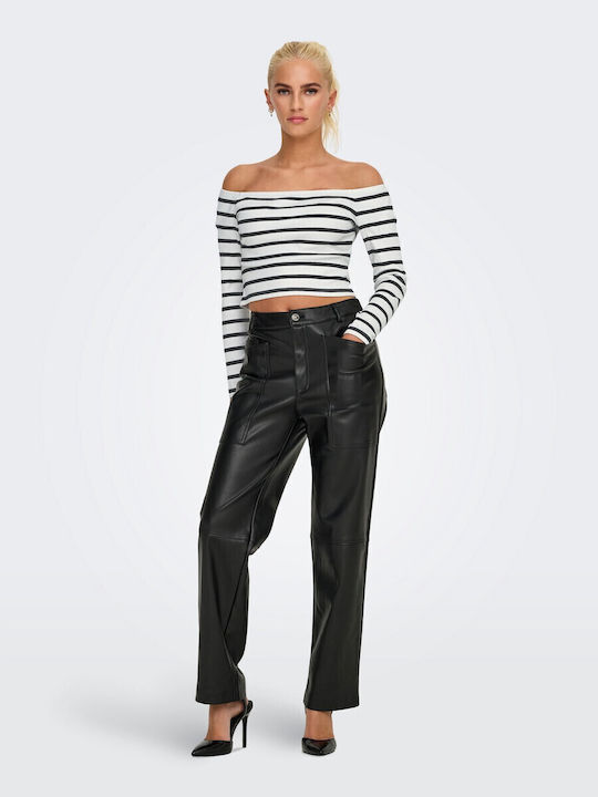 Life Women's Blouse Off-Shoulder Striped White