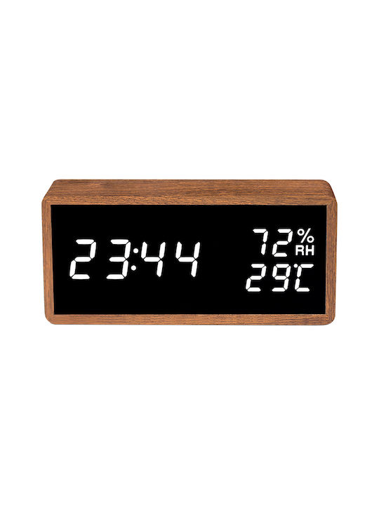 Life Noble Sapele Επιτραπέζιο Ψηφιακό Ρολόι LED Ξύλινο με Ξυπνητήρι Λευκό 221-0455