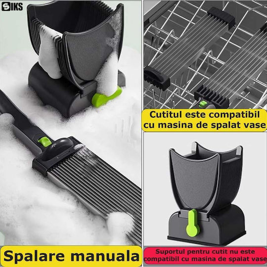 Professional Meat Slicer Siks Manual Portable Multiple Stainless Steel Blades Adjustable Thickness 2-4mm Strips Slices Cubes Meat Includes Suction Cup Stability Stand Brush Gray