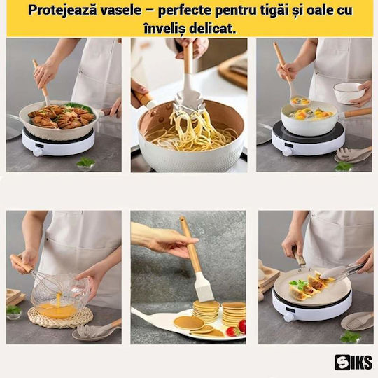 Silicone Cooking Utensil Set with Base White 12pcs