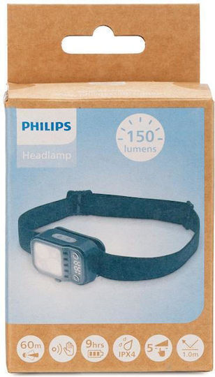 Philips Lumină de lucru și de sit, cu baterie Lanternă Frontală LED IPX4 cu Luminozitate Maximă 150lm Negru