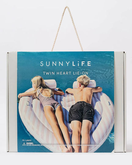 Sunnylife Heart Lie-on Inflatable Mattress for the Sea Pink