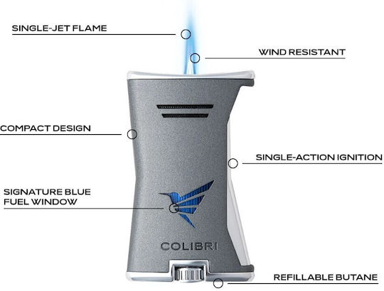 Colibri Αντιανεμικός Αναπτήρας Φλόγας Τύπου Jet σε Μαύρο χρώμα