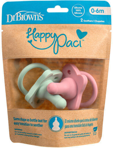 Dr. Brown's Happy Paci Pacifiers Silicone Pink Mint for 0+ months 2pcs