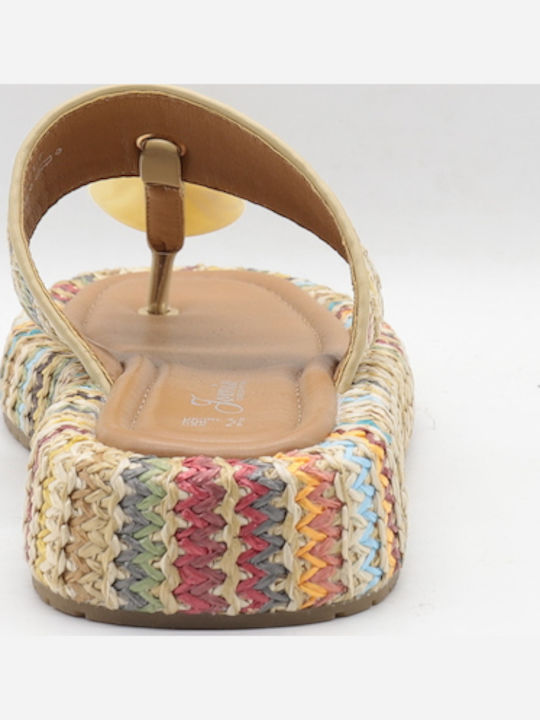 Flache Sandalen für Damen Anatomisch in Beige Farbe