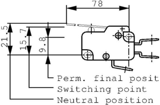 Micro Limit Switch Long Lever Off On On Off No+nc Single Pole SPDT 3 Pin 10 4 A/400VAC 28x16x10.3mm Marquardt 1006.1301