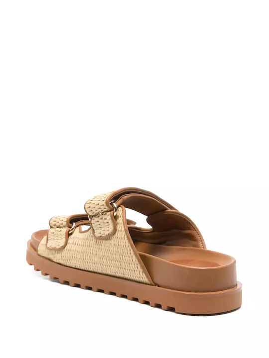 Women's Flat Sandals in Beige Color