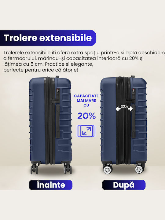 Quasar Travel Suitcases Hard Navy Blue with 4 Wheels