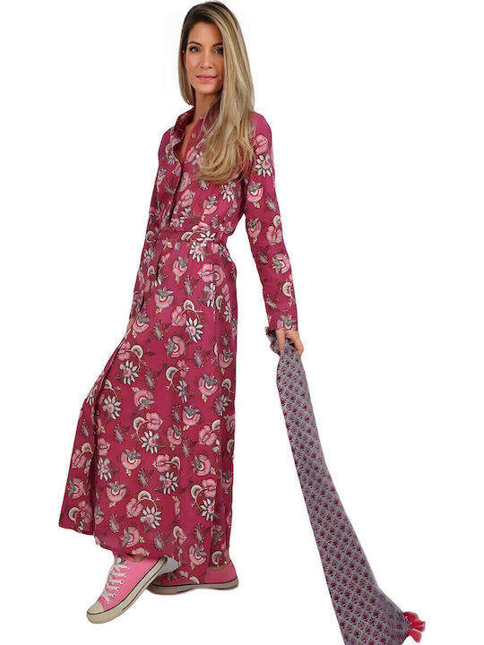 Maxi Shirt Dress Burgundy