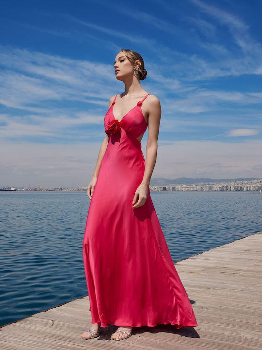 Sommer Maxi Abendkleid Offener Rücken Rot