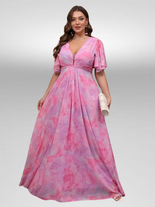 Maxi Dress for Wedding Christening Open Back Dreamly Pink