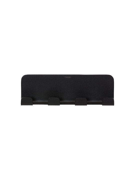 TIGER Wall-Mounted Bathroom Hook with 4 Positions ​15.4x15.5cm Black