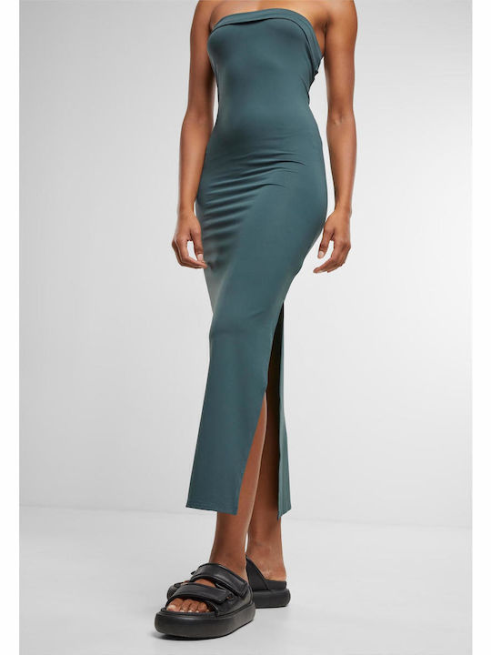 Sommer Midi Kimonoförm Dress Bottlegreen