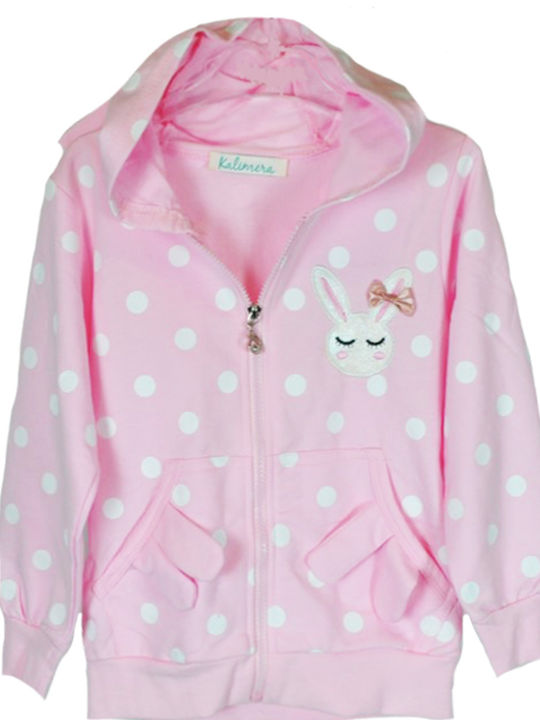 Kinderstrickjacke mit Kapuze Rosa