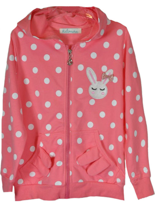 Kinderstrickjacke mit Kapuze fuchsia