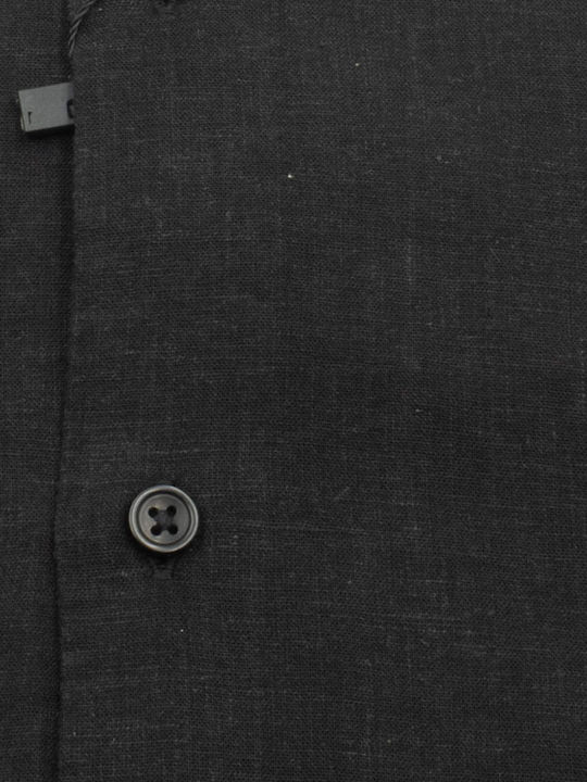 Long-sleeved Linen Shirt Black