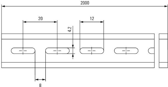 Weidmüller Ts 15x5/ll 2m St Zn Релса Din Тип Перфорирана Стомана Галванизирана Пасивирана 15 X 5.5 мм 1 м 2 Броя