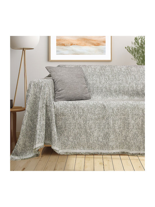Lino Home Saphire Three-Seater Sofa Throw 2 Sides 180x300cm Khaki