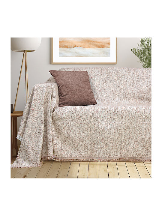 Lino Home Saphire Sofa Throw 2 Sides 180x250cm Terracotta