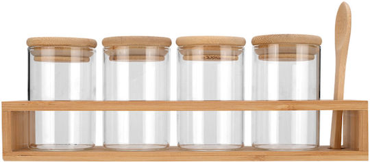 Estia Bamboo Essentials Θήκες Μπαχαρικών Γυάλινες σε Βάση Καφέ 5τμχ Estia Bamboo Essentials Θήκες Μπαχαρικών Γυάλινες σε Βάση Καφέ 5τμχ