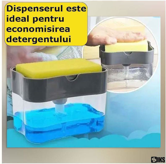 Dispenser Bucătărie Plastic cu Suport pentru Burete Transparent 380ml