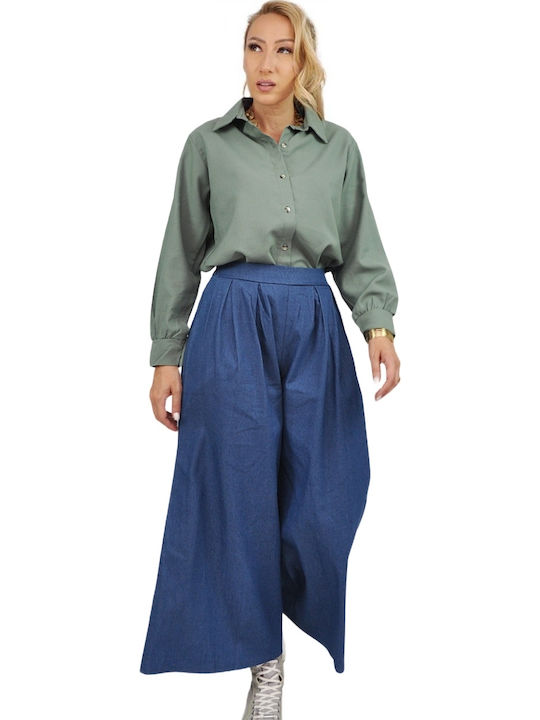 Langärmelig Damen Hemd Green Monochrom
