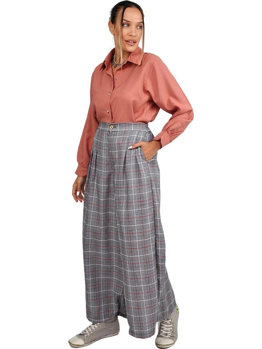 Langärmelig Damen Hemd Terracotta Monochrom