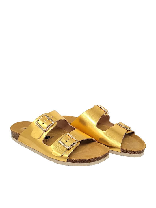 Sandale Casual Damă Din Piele Aurii
