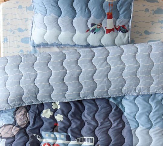 Kentia Kids Quilts Set Single with Pillowcase Balena Blue 160x240cm